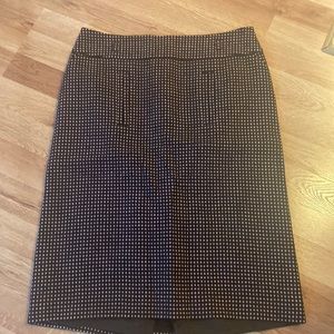 Ann Taylor size 6 pencil skirt brown and light pin polka dot pattern